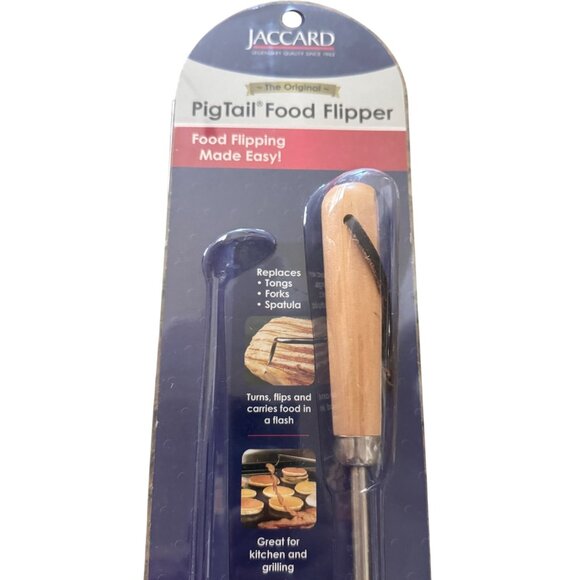 1x Jaccard PigTail Food Flipper 19" Flipper Stainless Steel Wood Grilling BBQ - Picture 2 of 8